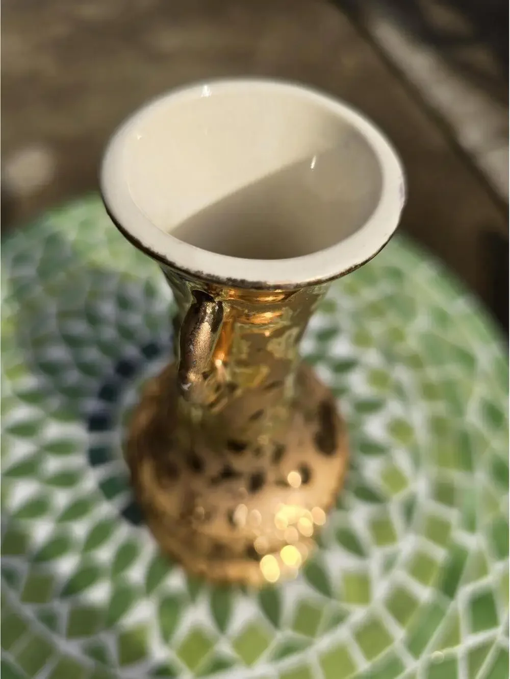 Vintage 24K Weeping Gold Vase | Hollywood Regency Ornate Dual Handle Urn
